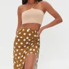 Knotted Polka Dot Midi Skirt