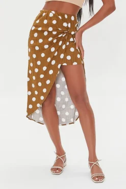 Knotted Polka Dot Midi Skirt