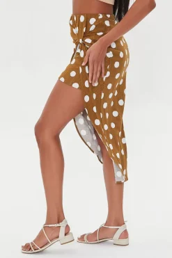 Knotted Polka Dot Midi Skirt