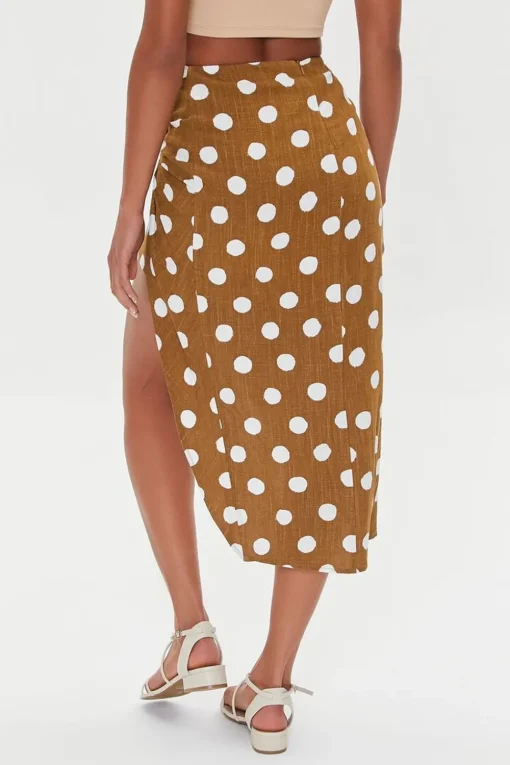 Knotted Polka Dot Midi Skirt
