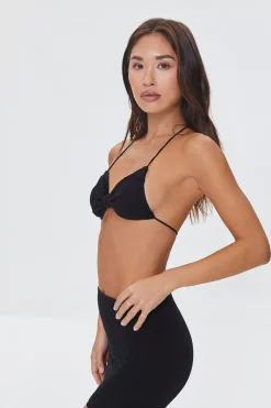 Knotted Triangle Halter Bikini Top