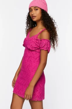 Lace Cami Cap-Sleeve Mini Dress