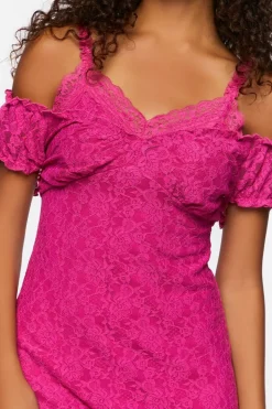 Lace Cami Cap-Sleeve Mini Dress