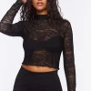 Lace Mock-Neck Crop Top