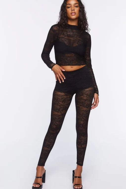 Lace Mock-Neck Crop Top