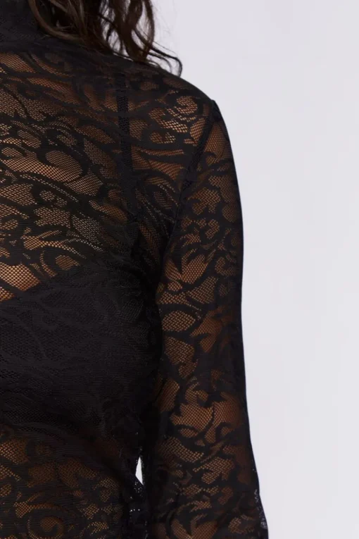 Lace Mock-Neck Crop Top