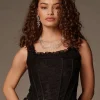 Lace Ruffle-Trim Corset Top