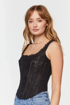 Lace Ruffle-Trim Corset Top