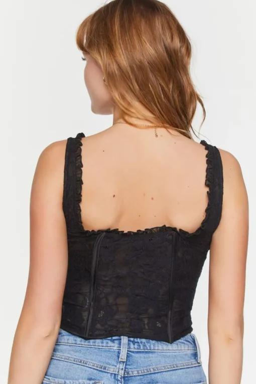 Lace Ruffle-Trim Corset Top