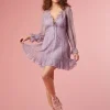 Lace Ruffle-Trim Mini Dress