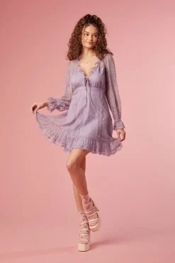Lace Ruffle-Trim Mini Dress