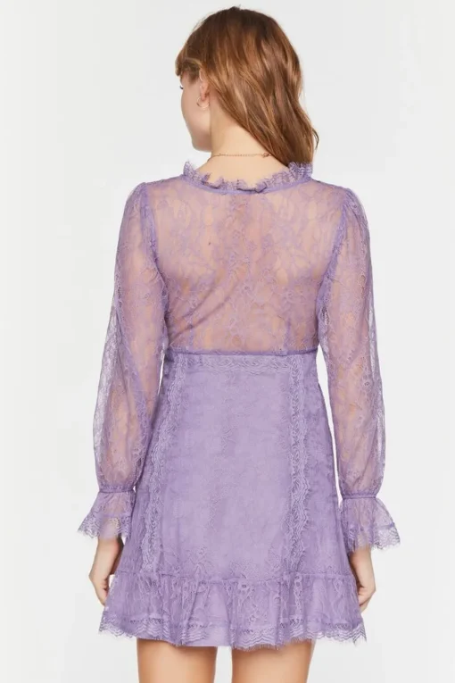 Lace Ruffle-Trim Mini Dress