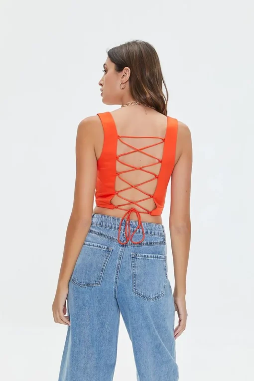 Lace-Back Crop Top