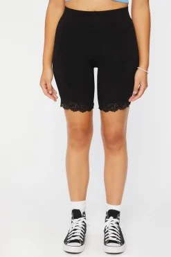 Lace-Trim Biker Shorts