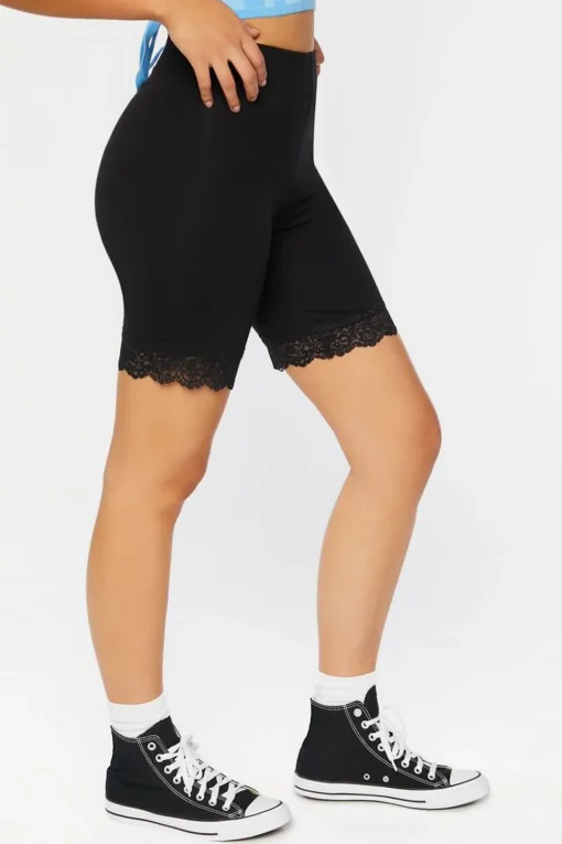 Lace-Trim Biker Shorts