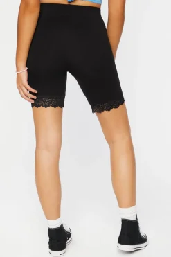 Lace-Trim Biker Shorts
