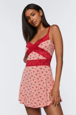 Lace-Trim Cherry Pajama Slip