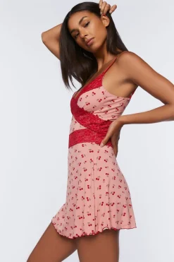 Lace-Trim Cherry Pajama Slip