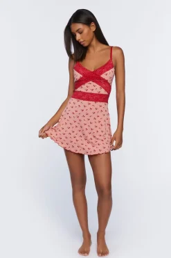 Lace-Trim Cherry Pajama Slip