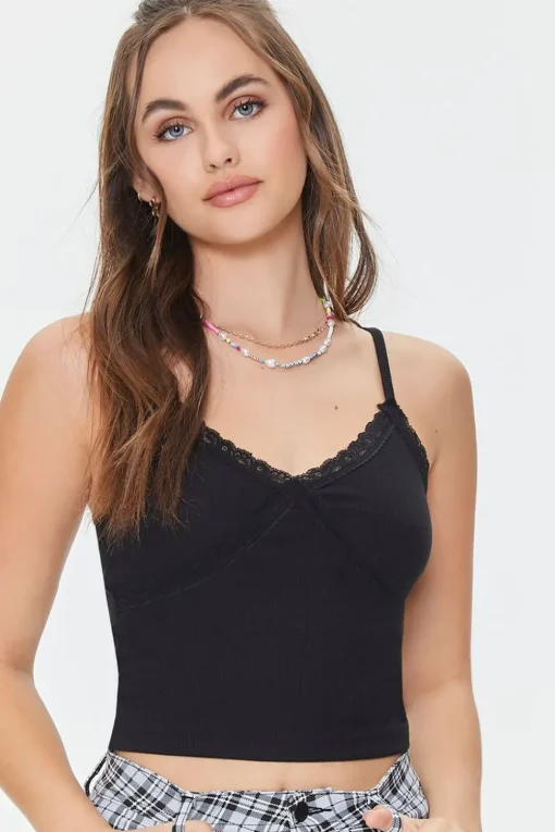 Lace-Trim Cropped Cami