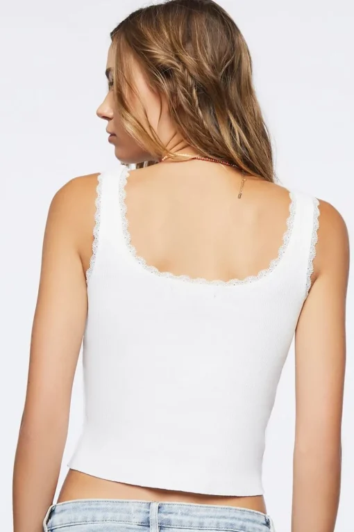 Lace-Trim Cropped Tank Top