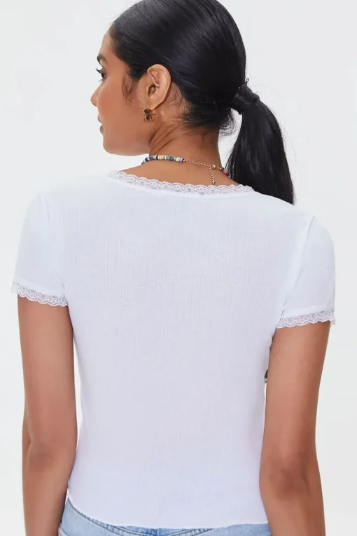 Lace-Trim Cropped Tee
