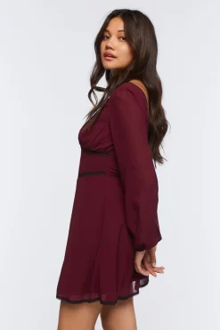 Lace-Trim Mini Dress
