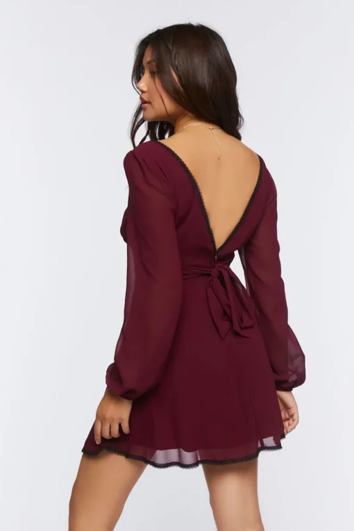 Lace-Trim Mini Dress