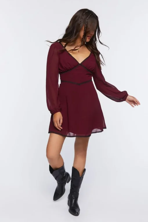 Lace-Trim Mini Dress