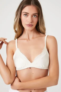 Lace-Trim Satin Bralette