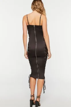 Lace-Up Bodycon Midi Dress