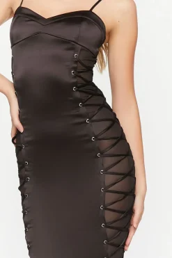 Lace-Up Bodycon Midi Dress