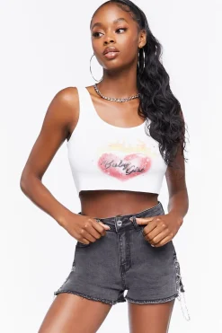 Lace-Up Chain Denim Shorts