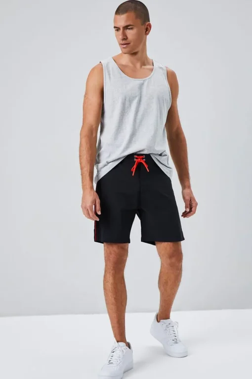 Lace-Up Contrast-Trim Swim Trunks