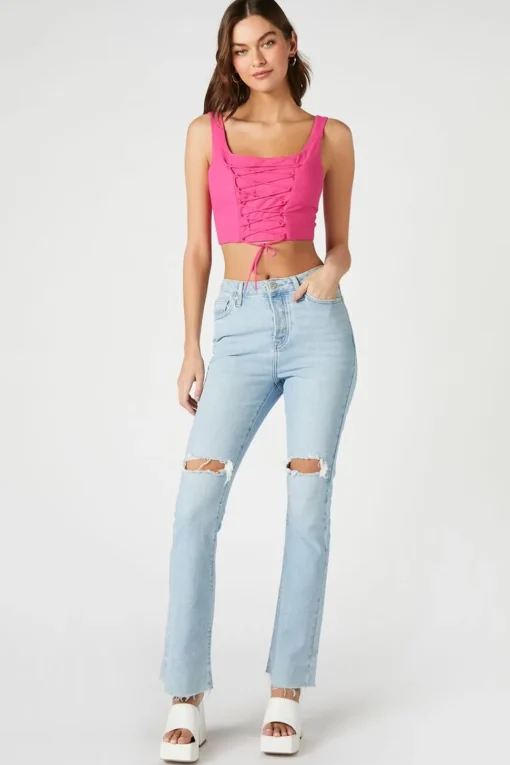 Lace-Up Crop Top