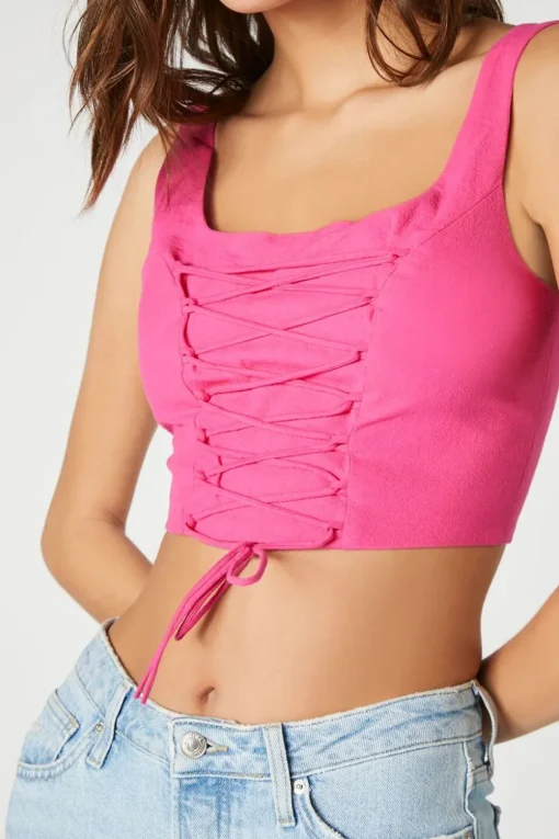 Lace-Up Crop Top