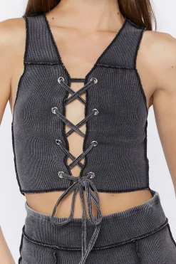 Lace-Up Crop Top & Mini Skirt Set