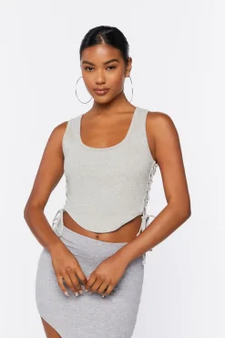 Lace-Up Cropped Tank Top