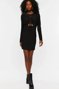 Lace-Up Cutout Mini Dress