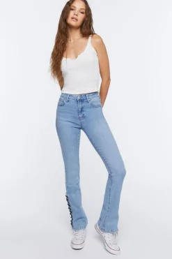 Lace-Up Flare Jeans