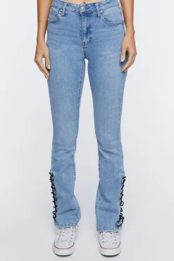 Lace-Up Flare Jeans