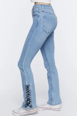 Lace-Up Flare Jeans