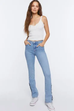 Lace-Up Flare Jeans