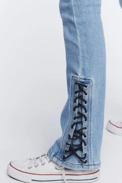 Lace-Up Flare Jeans