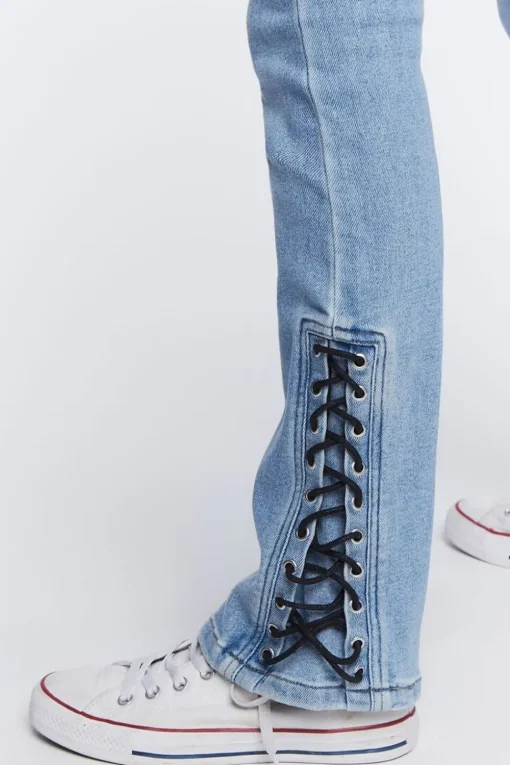 Lace-Up Flare Jeans