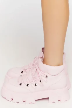 Lace-Up Lug Sole Ankle Booties