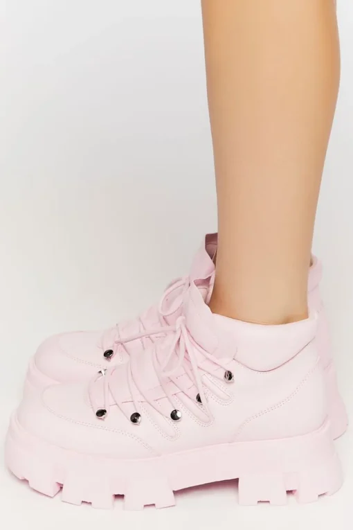 Lace-Up Lug Sole Ankle Booties