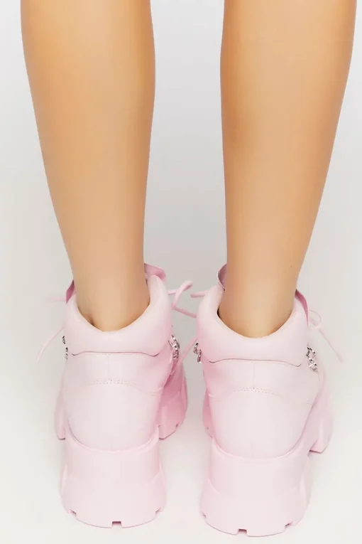 Lace-Up Lug Sole Ankle Booties