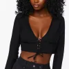 Lace-Up Poplin Crop Top
