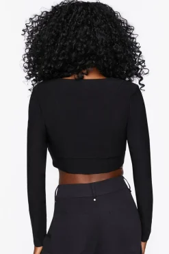 Lace-Up Poplin Crop Top